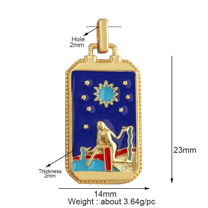 Enamel Tarot Cards Sun Star Moon Evil Eye Heart Hand Charm Pendant