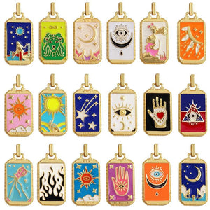 Enamel Tarot Cards Sun Star Moon Evil Eye Heart Hand Charm Pendant