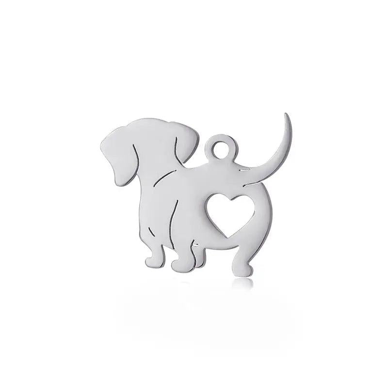 10pcs 14*17mm Stainless Steel King Charles Hound Dog Charms Pendants