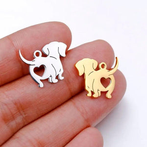 10pcs 14*17mm Stainless Steel King Charles Hound Dog Charms Pendants