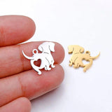 10pcs 14*17mm Stainless Steel King Charles Hound Dog Charms Pendants
