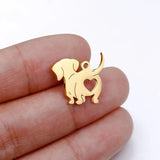10pcs 14*17mm Stainless Steel King Charles Hound Dog Charms Pendants