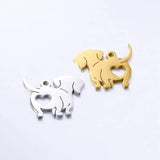 10pcs 14*17mm Stainless Steel King Charles Hound Dog Charms Pendants
