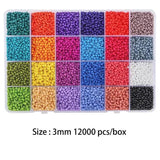 24-grid 3mm Glass Rice Bead Set DIY Necklace Jewelry Accessories