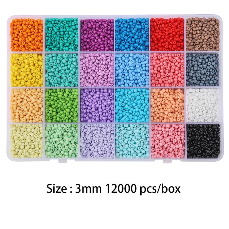 DIY Jewelry Making Kit 24 Grid Solid Baking Paint Rice Beads Loose Beads