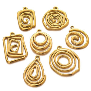 3PCS Stainless Steel Spiral Earrings DIY Minimalist Style Accessories