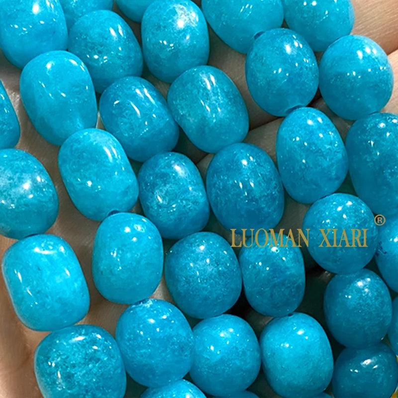 Green Angelite Chalcedony 8x12MM Stone Spacer Beads for Jewelry Making