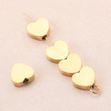 5pcs Gold-Plate Heart Spacer Beads for DIY Bracelets Jewelry Making