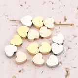 5pcs Gold-Plate Heart Spacer Beads for DIY Bracelets Jewelry Making