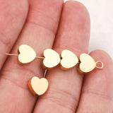 5pcs Gold-Plate Heart Spacer Beads for DIY Bracelets Jewelry Making