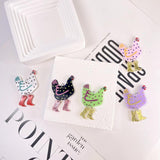 Chic Chicken Heel Acrylic Earrings - Animal Charms Hook Jewelry