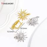 18K Plated Brass Sun Flower Earring Hooks with Zircon Inlay