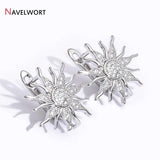 18K Plated Brass Sun Flower Earring Hooks with Zircon Inlay