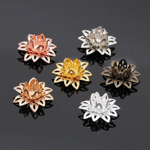 20pcs Silver Lotus Flower Bead Caps 16mm Filigree Spacer for DIY Jewelry Making