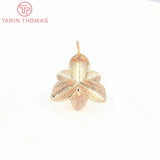 6PCS 14.5MM 24K Brass Flower Shape Stud Earrings