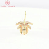 6PCS 14.5MM 24K Brass Flower Shape Stud Earrings