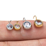 Stainless Steel Zircon Charms for Jewelry Making Pendants with Open Jump Rings