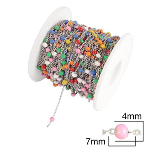 Stainless Steel Ball Chain Enamel Beads DIY Jewelry Necklace