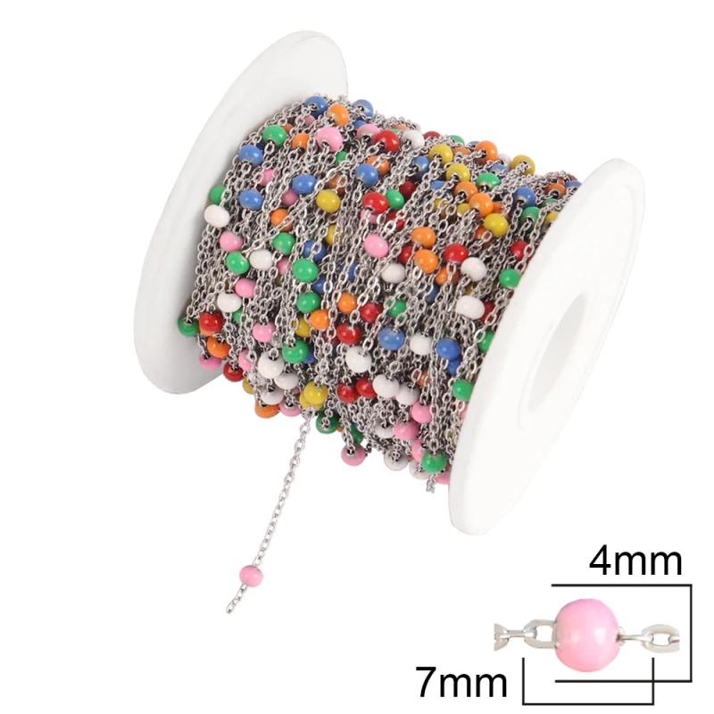 Stainless Steel Ball Chain Enamel Beads DIY Jewelry Necklace