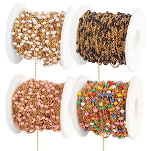 Stainless Steel Ball Chain Enamel Beads DIY Jewelry Necklace