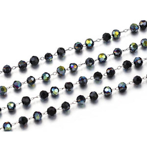 1m 4mm Stainless Steel Crystal Bead Chain for DIY Necklace Bracelet