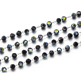 1m 4mm Stainless Steel Crystal Bead Chain for DIY Necklace Bracelet