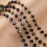 1m 4mm Stainless Steel Crystal Bead Chain for DIY Necklace Bracelet