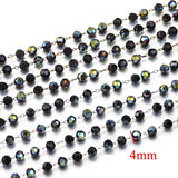 1m 4mm Stainless Steel Crystal Bead Chain for DIY Necklace Bracelet