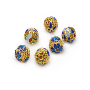 Brass Spacer Beads Cloisonne Flower Charm for DIY Jewelry Making