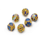 Brass Spacer Beads Cloisonne Flower Charm for DIY Jewelry Making