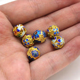 Brass Spacer Beads Cloisonne Flower Charm for DIY Jewelry Making