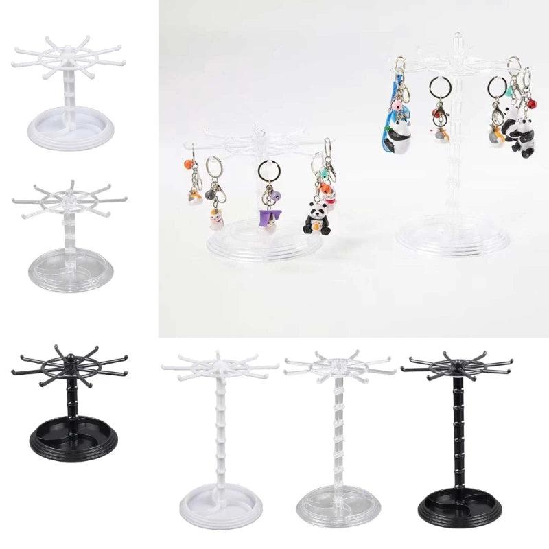 Rotating Rings Display Holder Necklace Keychain Stand Rack