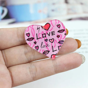 10Pcs Acrylic Love Heart Charm Pendant for DIY Jewelry Making