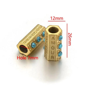 2pcs Large Hole Evil Eye Tube Beads Pendants DIY Bracelet Craft Jewelry Making