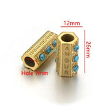 2pcs Large Hole Evil Eye Tube Beads Pendants DIY Bracelet Craft Jewelry Making