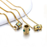 2pcs Large Hole Evil Eye Tube Beads Pendants DIY Bracelet Craft Jewelry Making