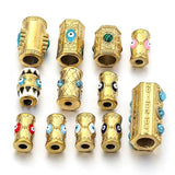 2pcs Large Hole Evil Eye Tube Beads Pendants DIY Bracelet Craft Jewelry Making