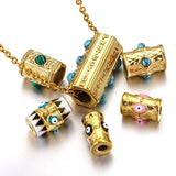 2pcs Large Hole Evil Eye Tube Beads Pendants DIY Bracelet Craft Jewelry Making
