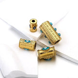 2pcs Large Hole Evil Eye Tube Beads Pendants DIY Bracelet Craft Jewelry Making