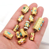 2pcs Large Hole Evil Eye Tube Beads Pendants DIY Bracelet Craft Jewelry Making