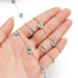 1M Stainless Steel Pearl Braided Flat Link Chains for DIY Jewelry