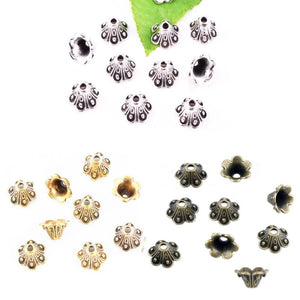 50pcs Tibetan Silver/Gold/Bronze Flowers Bead Caps Jewelry Making