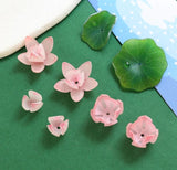 6pcs Summer Lotus Leaf Dewdrop Resin DIY Earrings Charms