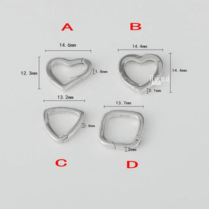 925 Silver Heart Triangle Square Spring Clasp&Hooks for DIY Fine Jewelry