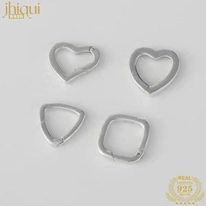 925 Silver Heart Triangle Square Spring Clasp&Hooks for DIY Fine Jewelry