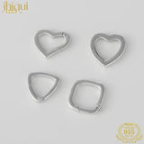 925 Silver Heart Triangle Square Spring Clasp&Hooks for DIY Fine Jewelry