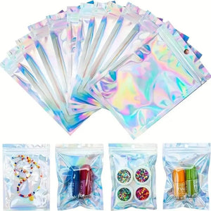 100 pc Holographic Laser Rainbow Self-Sealing Candy Bag with Window
