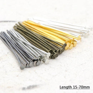 200pcs Metal Eye flat Head Pin Jewelry Findings 20-70mm
