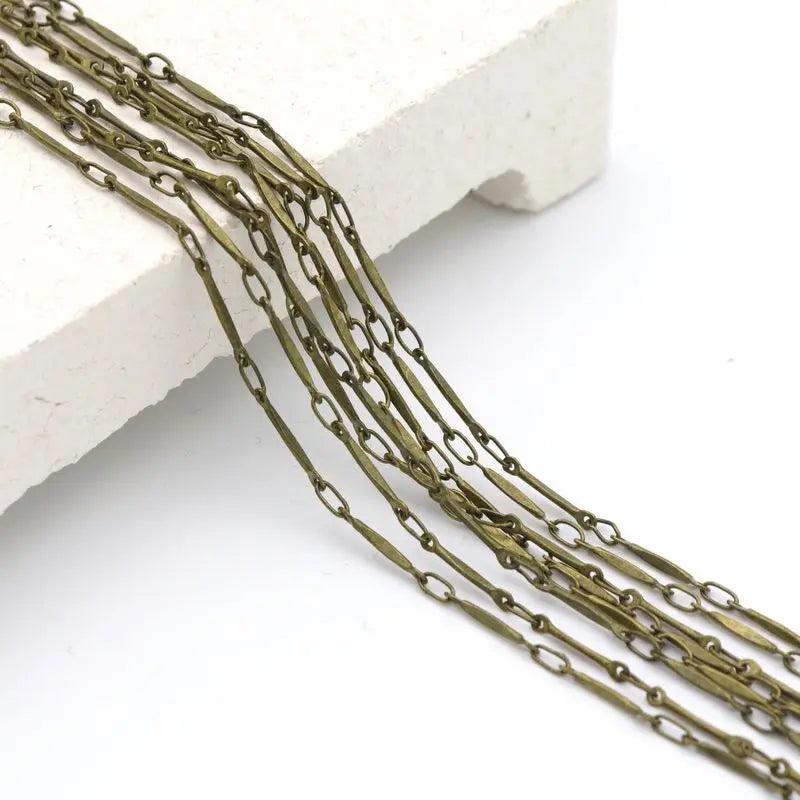 3m Antique Bronze Stick Ring Copper Metal Chain for Jewelry Findings