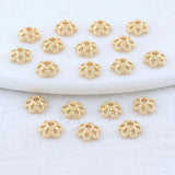 50PCS 6MM 14K Plated Brass Flowers Beads Caps Tassel Caps DIY Jewelry Accessorie